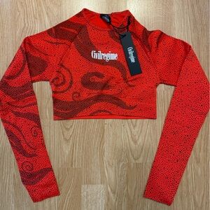 Civil Regime Red Chaos Seamless Long Sleeve Top XS NWT